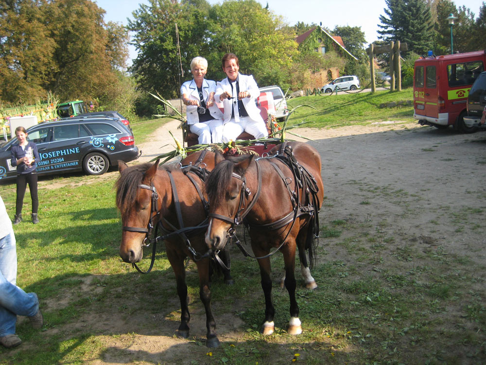 Gesangsduo Jo & josephine auf Pferdewagen beim Dorffest in Wasdow - Mecklenburg