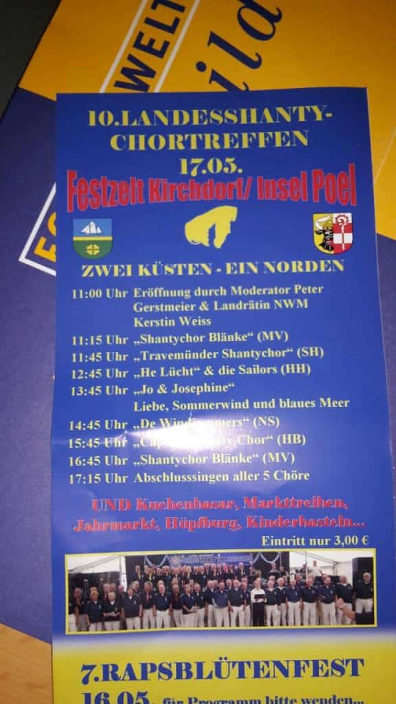 Plakat Landesshantychortreffen in Poel mit Gesangsduo Jo & Josephine und maritimer Show
