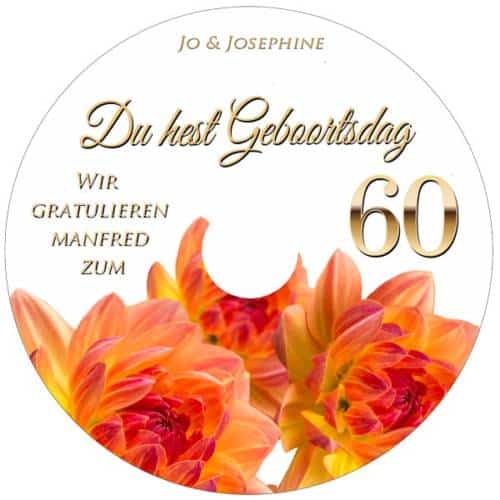 Label persönliche Glückwünsche zum 60. mit plattdeutschem Geburtstagslied