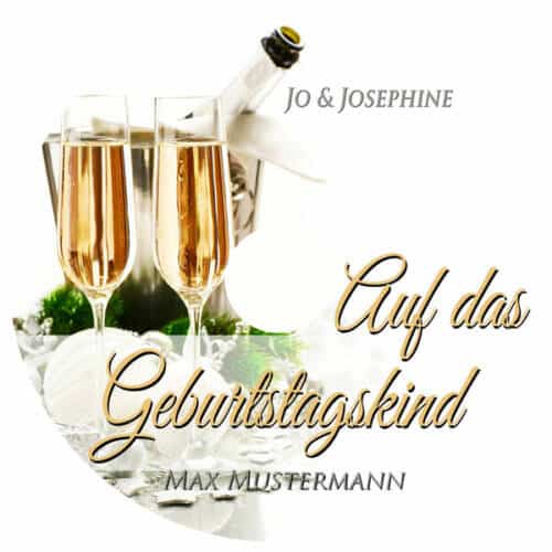 Lied zum Geburtstag personalisiert Cover zwei Sektgläser Schrift - auf das Geburtstagskind