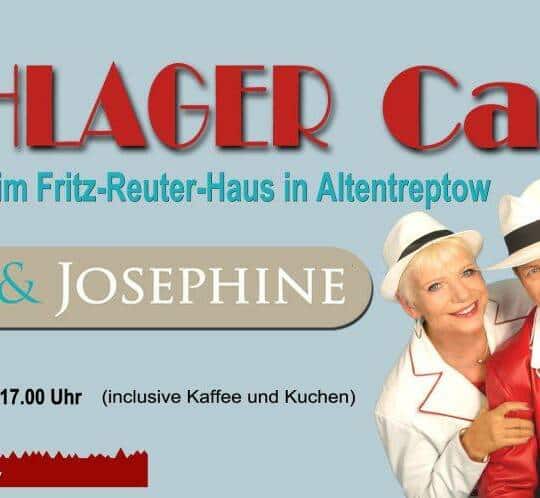 Schlager-Café Eintrittskarte mit Abbildung Jo & Josephine und Logo